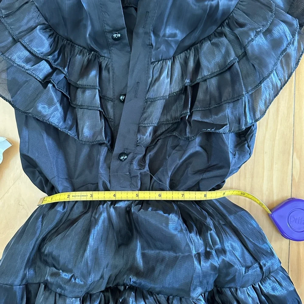 NEW Girls Black Ruffled Dress/ Halloween Costume with Wig & Belt NWT